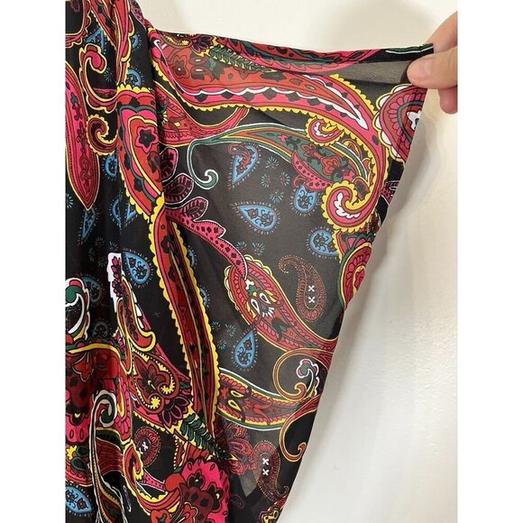 Lane Bryant Floral Sheer Top 26 Black Paisley Chic Preppy Resort Classic 80s - Picture 4 of 9